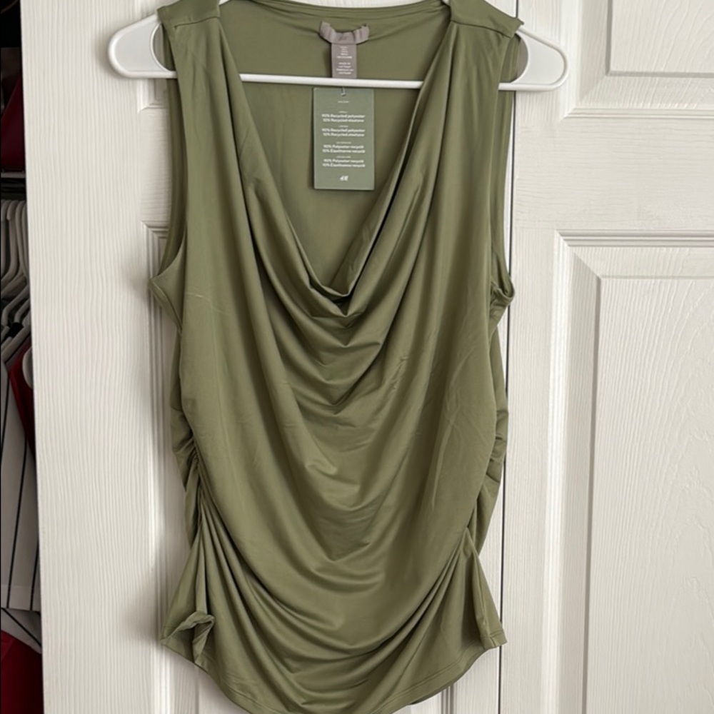 H&M Green Draped Tank Top